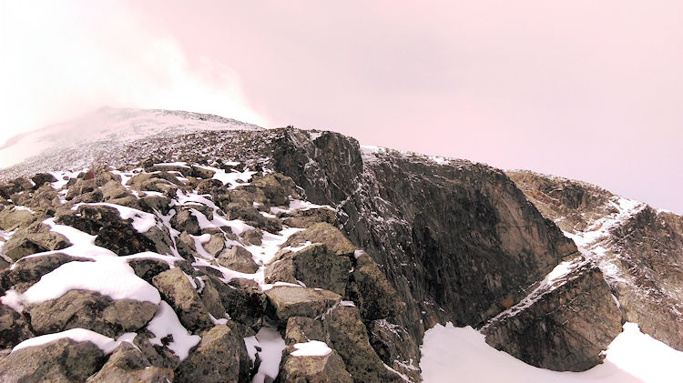 100m vertical cliffs to be avoided during the walk off