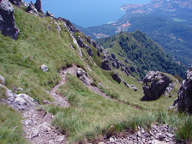 Looking back down to the track from Pizzo Coppa