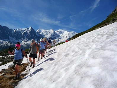 Hayley leads the crossing of our first snowfield