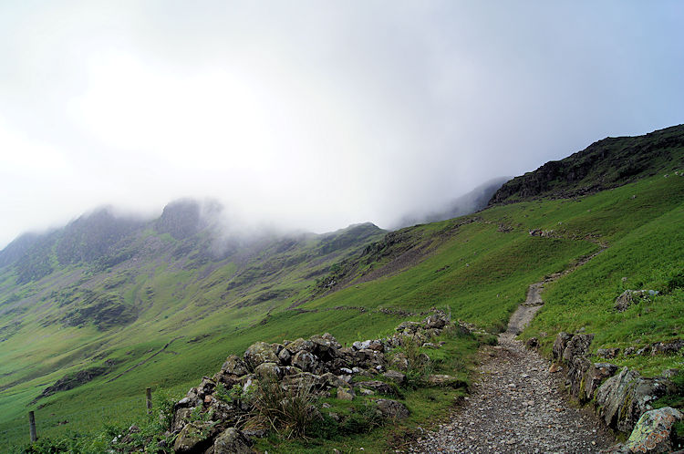 Climbing over Warnscale on the Scarth Gap Pass