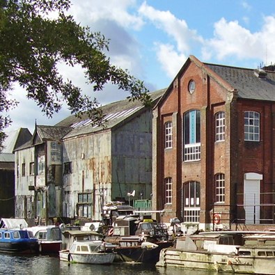 Norwich old boats and warehouses