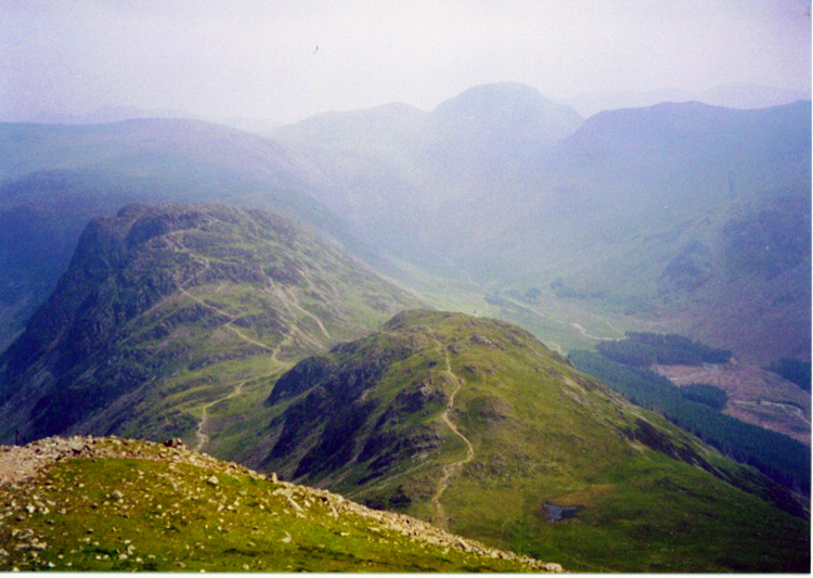 Looking down from High Crag to Seat and Haystacks