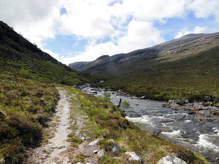 Walking alongside Abhainn Loch an Nid