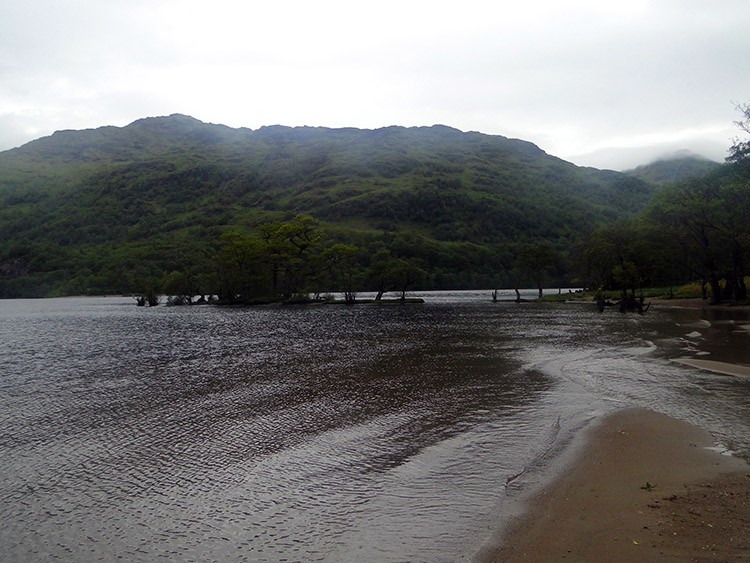 Sandy north shore of Loch Lomond