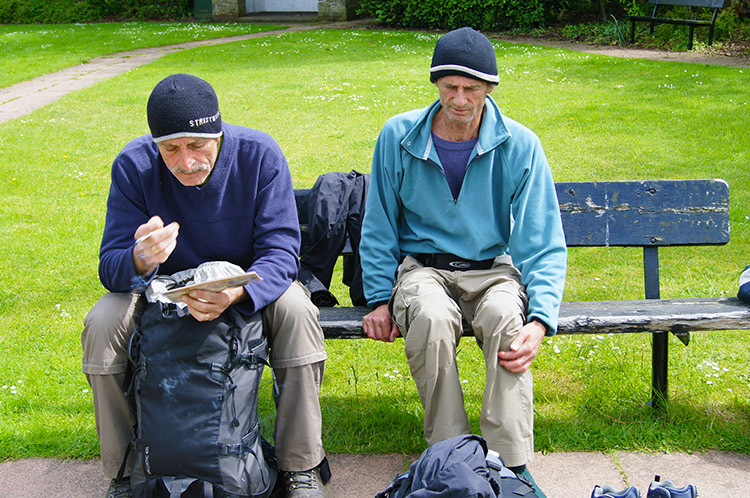 Resting while waiting for the bus in Heddon