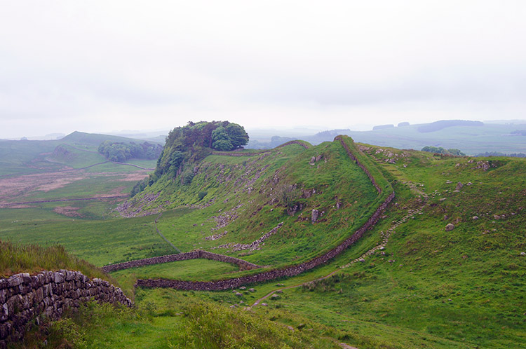 Hadrian's Wall turns sharply at Hotbanks
