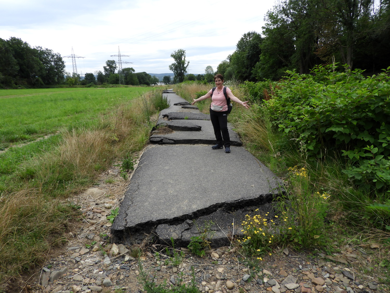 The flood devastated road