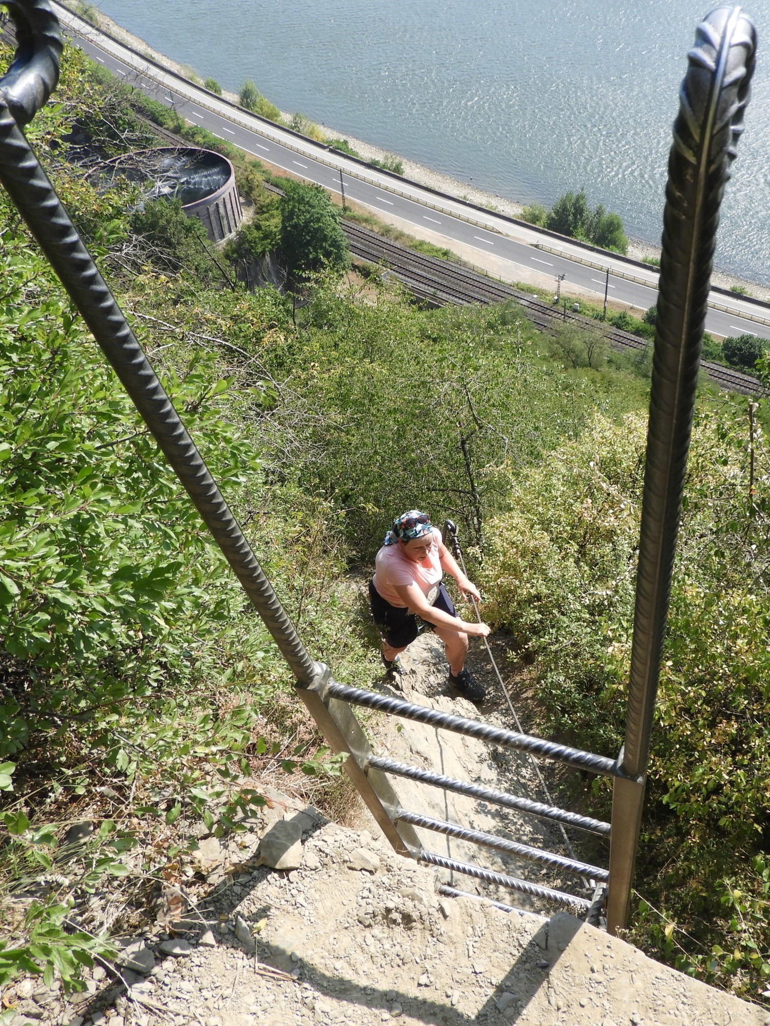 Lil heads from first to second ladder climb