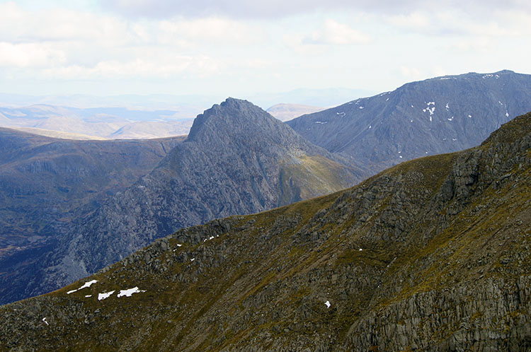 Tryfan appears over the shoulder of Carnedd Llewelyn