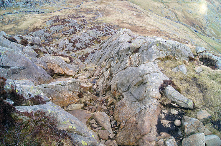 Scrambling down from Carnedd Dafydd