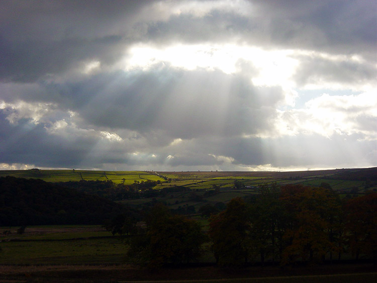 Glint of sunshine over Farnley Moor