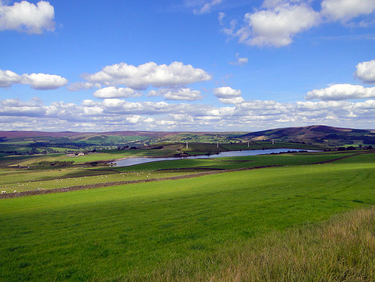 Looking across Chelker Reservoir to the moors