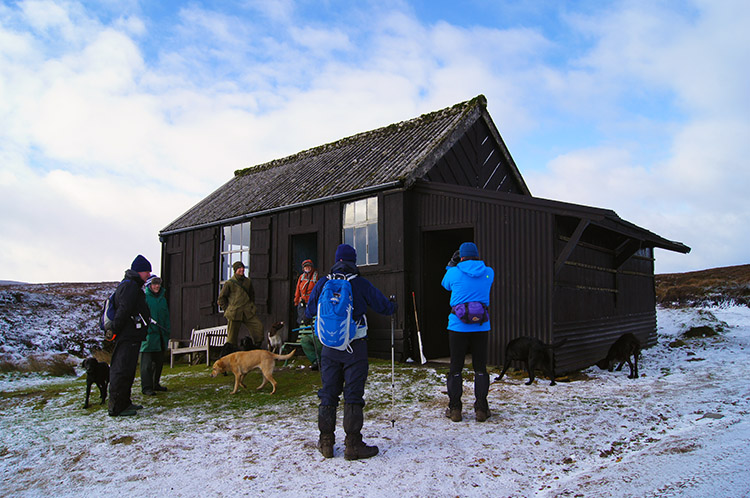 Meeting the Beaters at the shooting hut