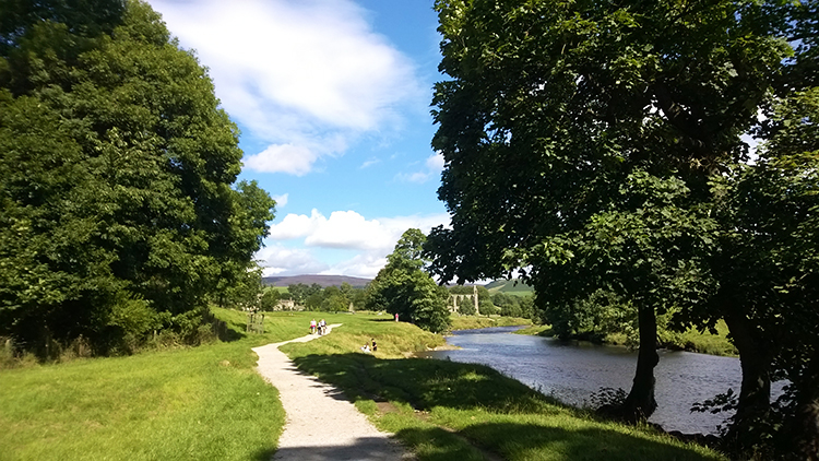 Heading back on the riverside path