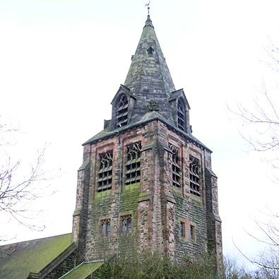 The massive tower of St Chad's church Longsdon