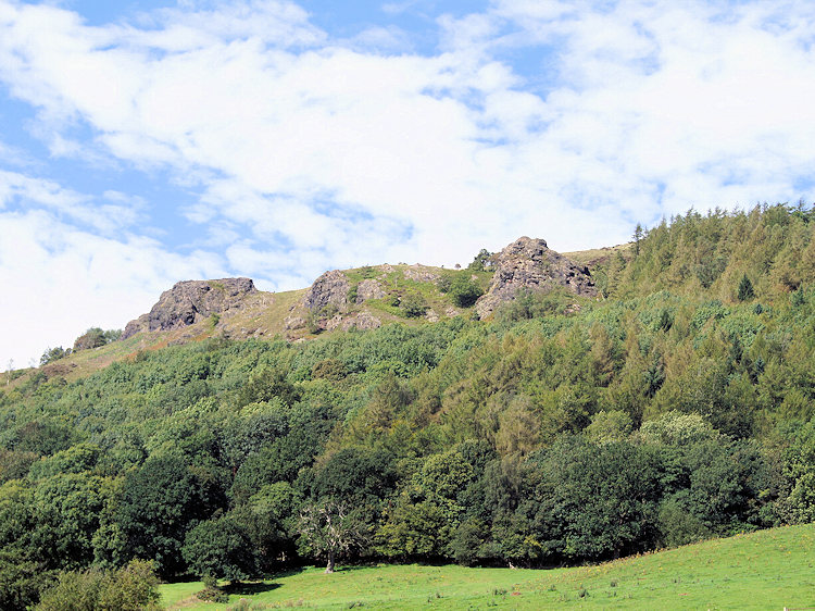 Lava outcrops on the Wrekin