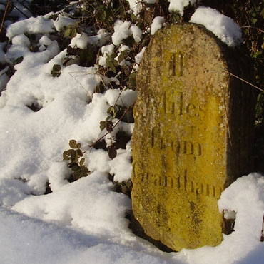 Original stone milepost, 2 miles from Grantham