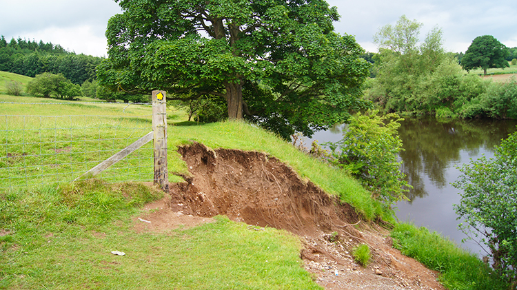 The footpath had fallen into the river