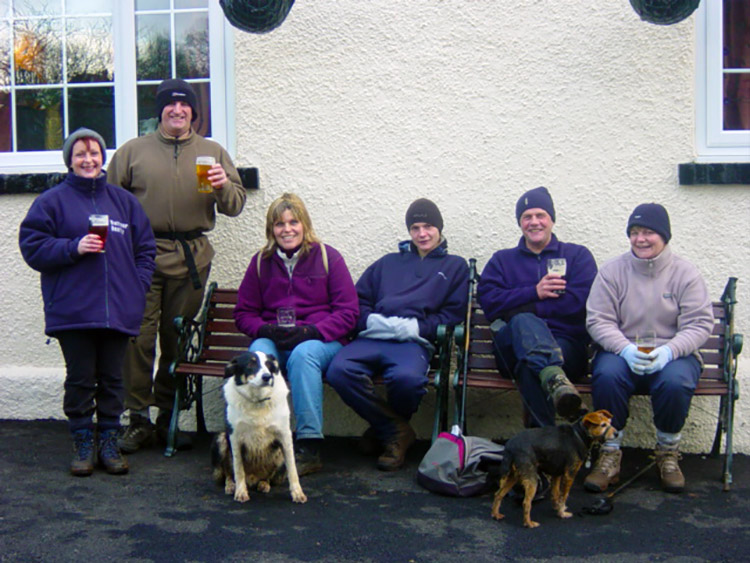 Enjoying a well earned drink at the Sutton Arms