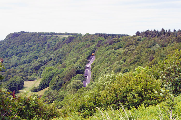 Traffic crawling up Sutton Bank