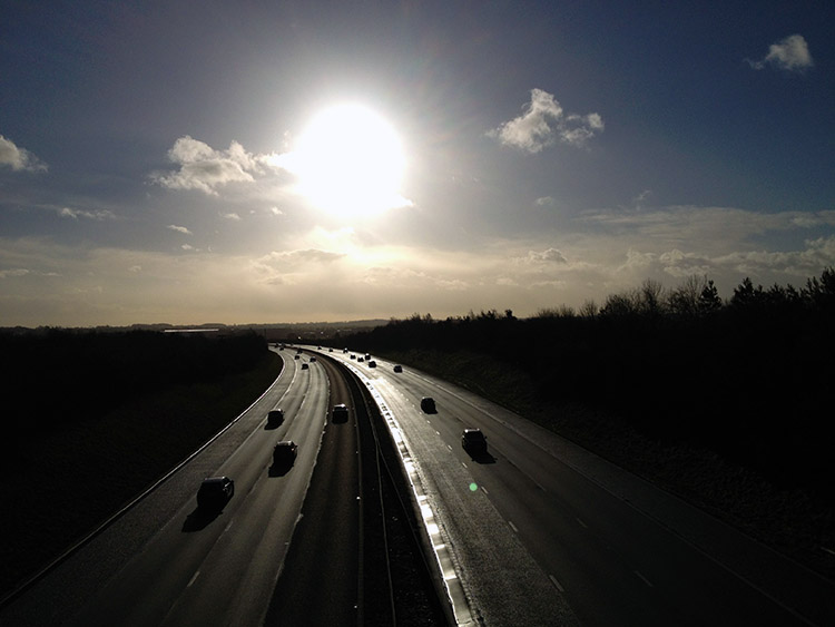 Looking south along the A1M near Cottage Farm