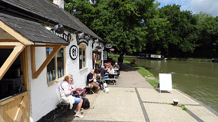 Enjoying refreshment at Foxton Locks