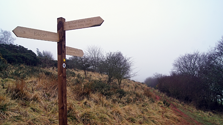 Waypost on the Eildon Hills