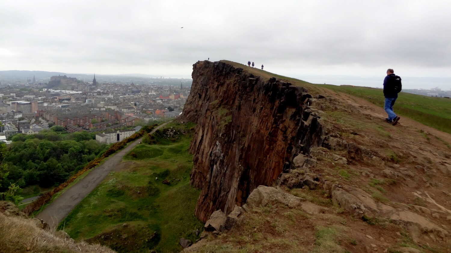 Walking across Salisbury Crags