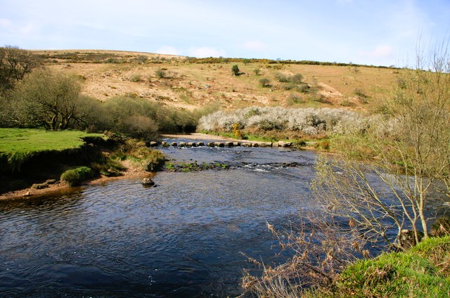Stepping stones over a feeder stream of the River Tamar