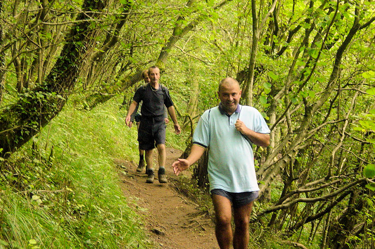 Descent through woodland to Wetton Ford