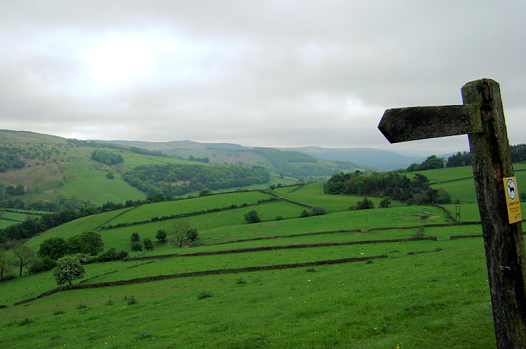 The peak countryside seen from Hurstclough Lane