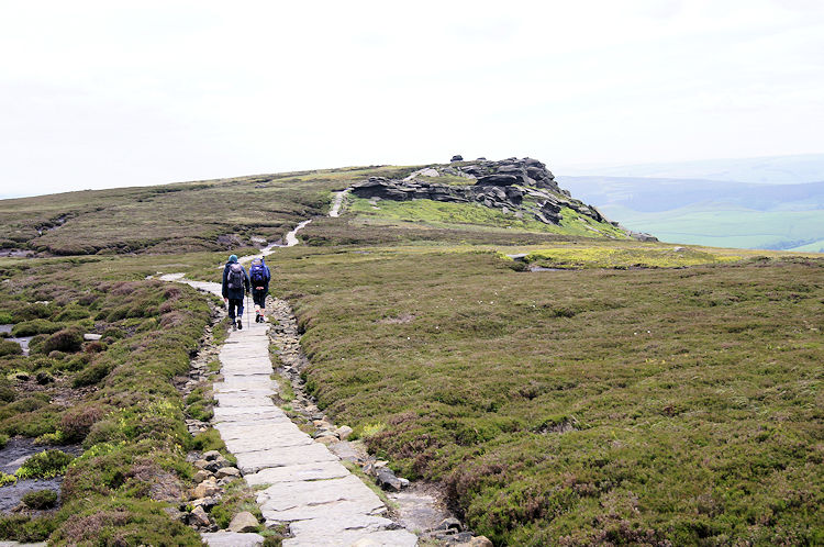 Walkers enjoying the day out on Derwent Edge