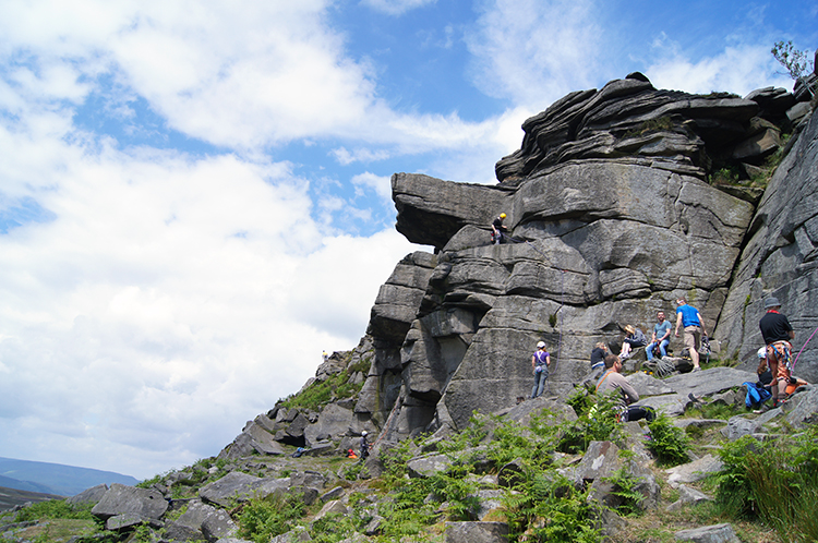 Rock climbers on Stanage Edge