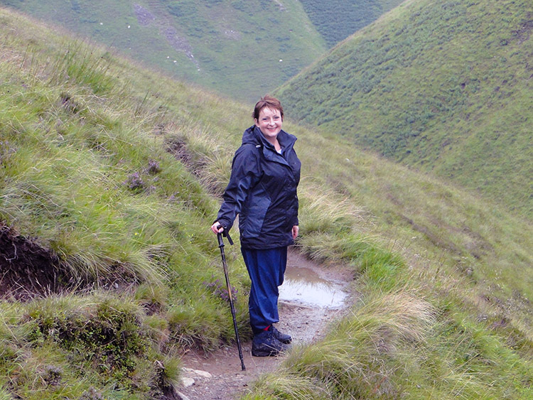 Lil celebrates her walk to Loch Skeen