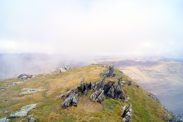 On the western edge of Moelwyn Mawr summit ridge