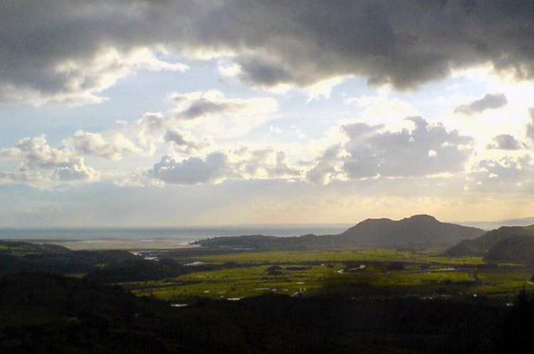 View to the coast from the road back to Croesor