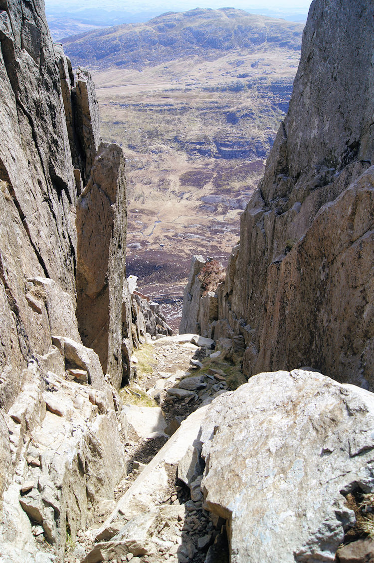 Looking back down the gully and across to Gallt Yr Ogof