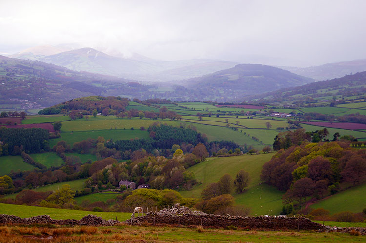 Looking back west to the Brecon Beacons