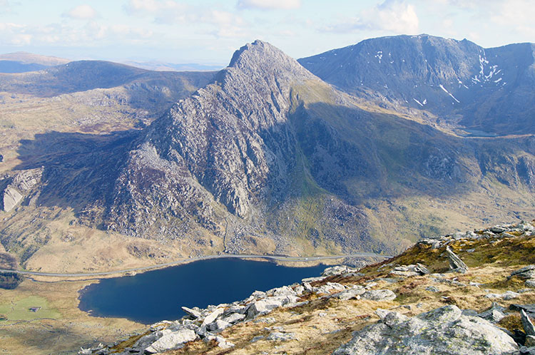 Looking down to Tryfan and Llyn Ogwen