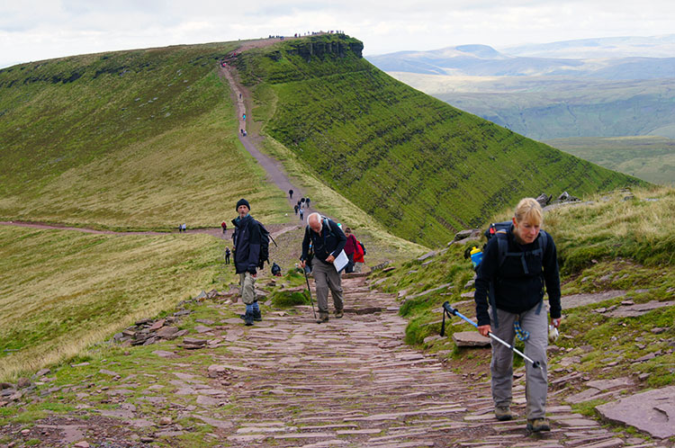 Climbing the final steps to Pen y Fan