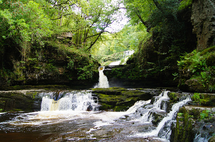 Water cascades below Sgwd Isaf Clun-gwyn