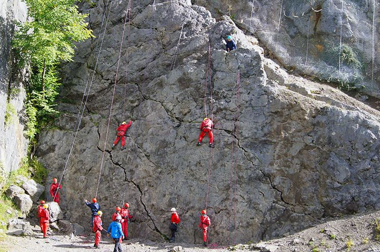 Trainee rock climbers at Craig y Ddinas
