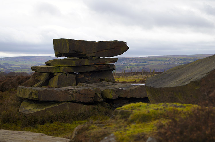 Manmade rock formation on Harden Moor