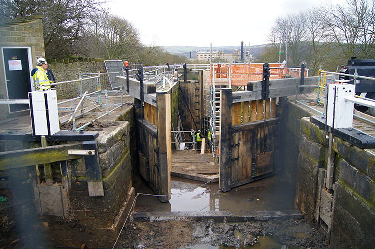 Bingley Five Rise Lock's undergoing maintenance