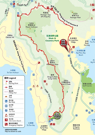 Map of the Dragons Back Trail, Hong Kong