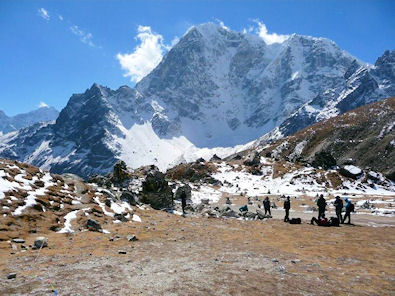 Memorials near the Khumbu Glacier