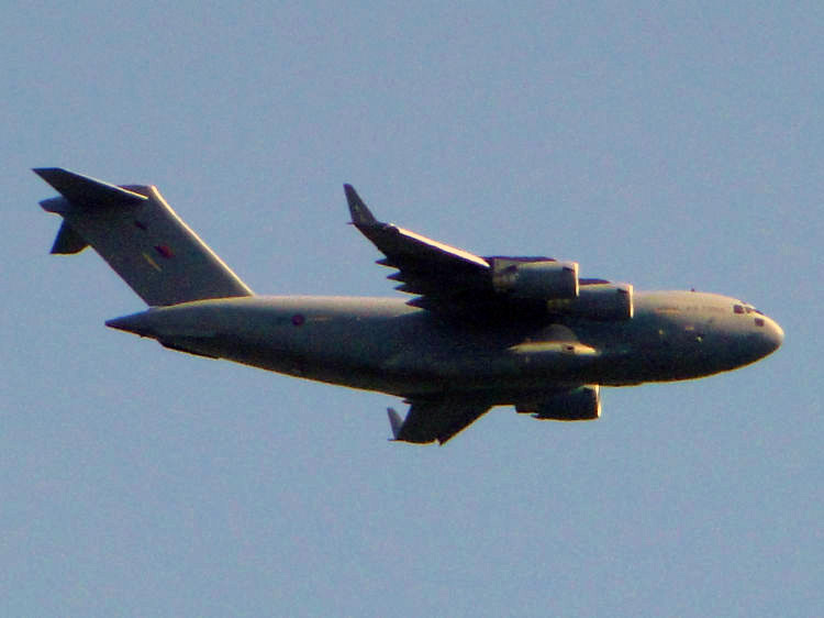 C-17 Globemaster transport aircraft over Haresfield Beacon