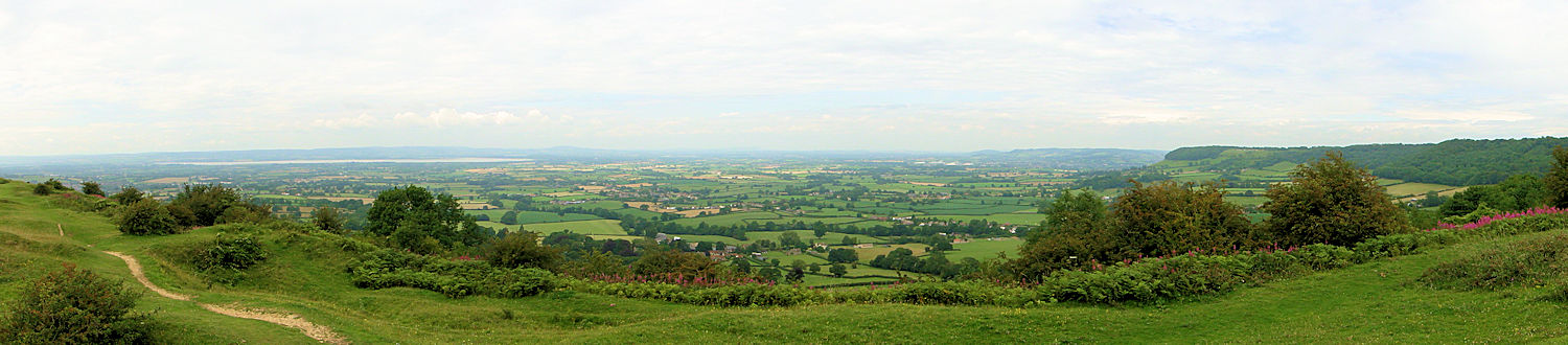 The view north from Cam Long Down to the Severn Estuary and Frocester Hill