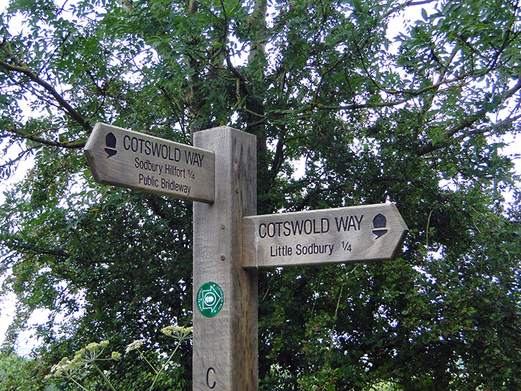 Signpost to the iron age hillfort in Little Sodbury