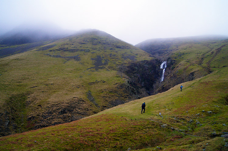 Beginning the steep climb at Cautley Spout Tongue